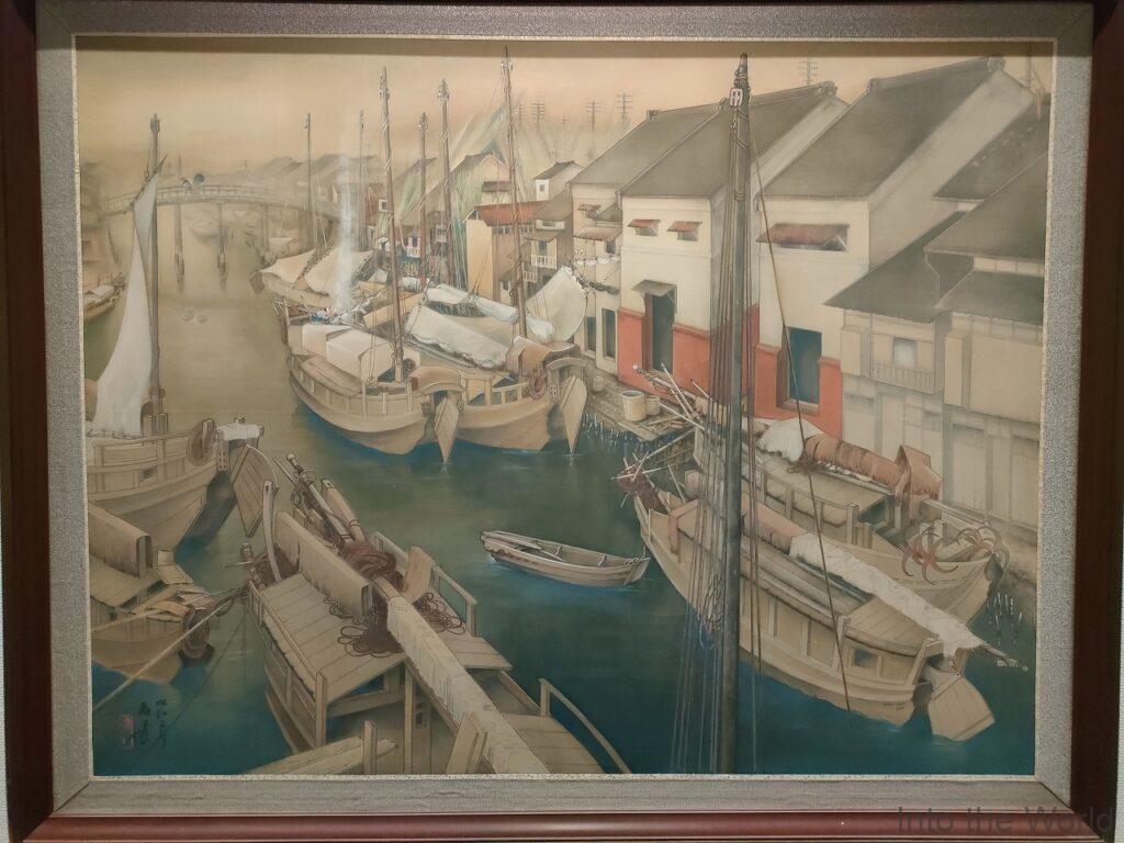 名古屋市美術館 近代名古屋の日本画界 喜多村麦子『暮れ行く堀川』