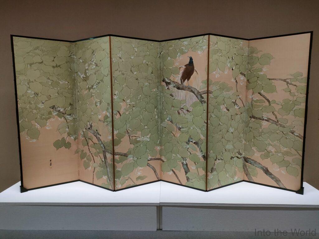 名古屋市美術館 近代名古屋の日本画界 水谷芳年『花鳥図屏風』